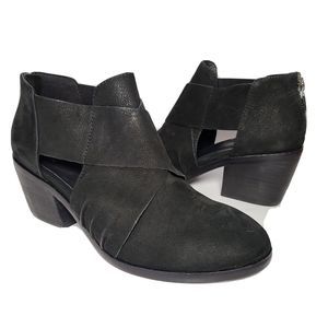 Eileen Fisher women boots ankle Bootie Walt black leather suede zipper sz 6 new